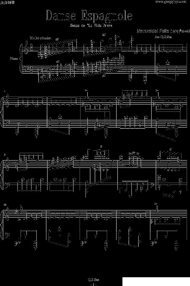 Danse Espagnole钢琴曲谱（图1）