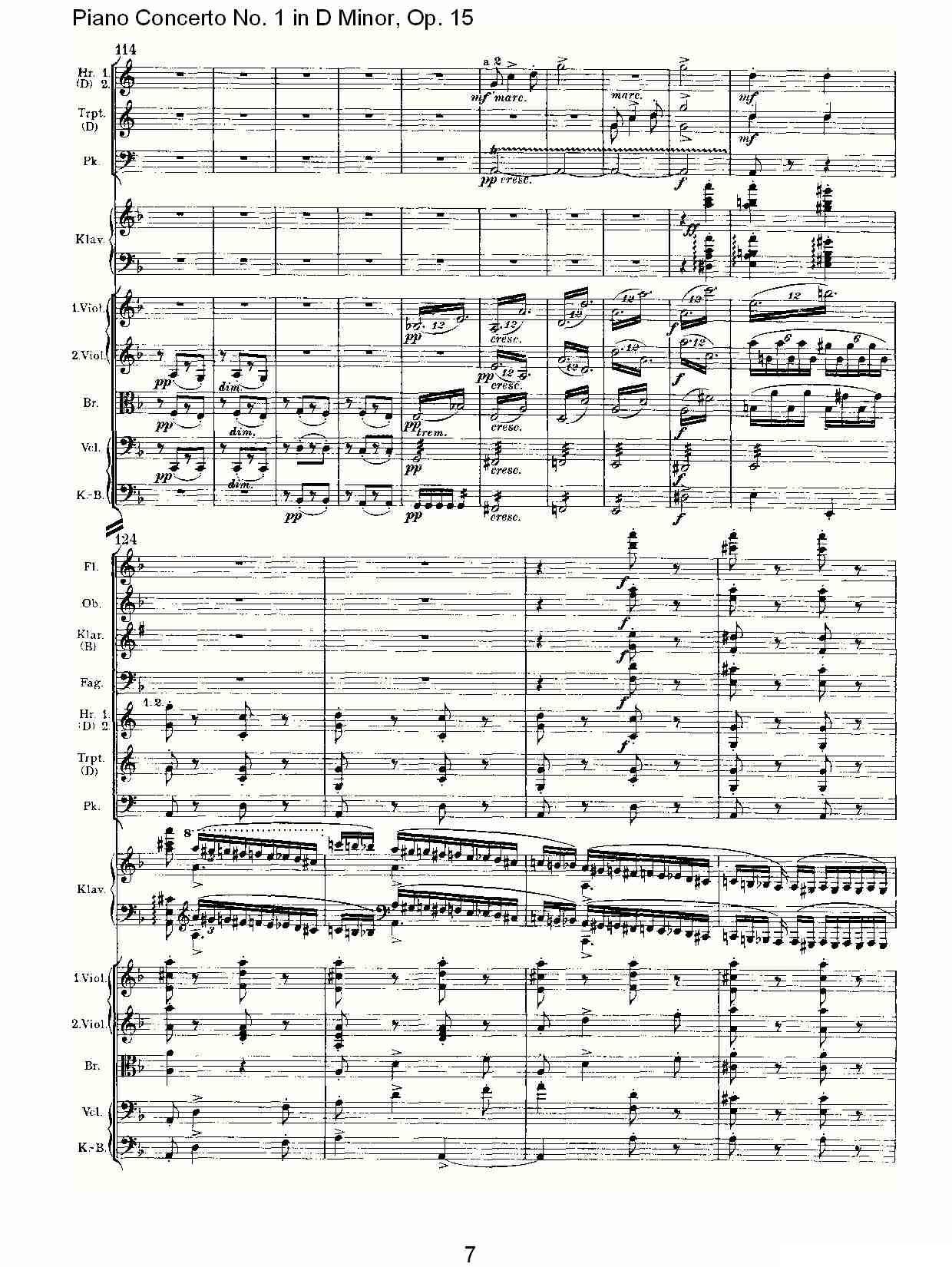 D小调钢琴第一协奏曲, Op.15第三乐章（一）钢琴曲谱（图7）
