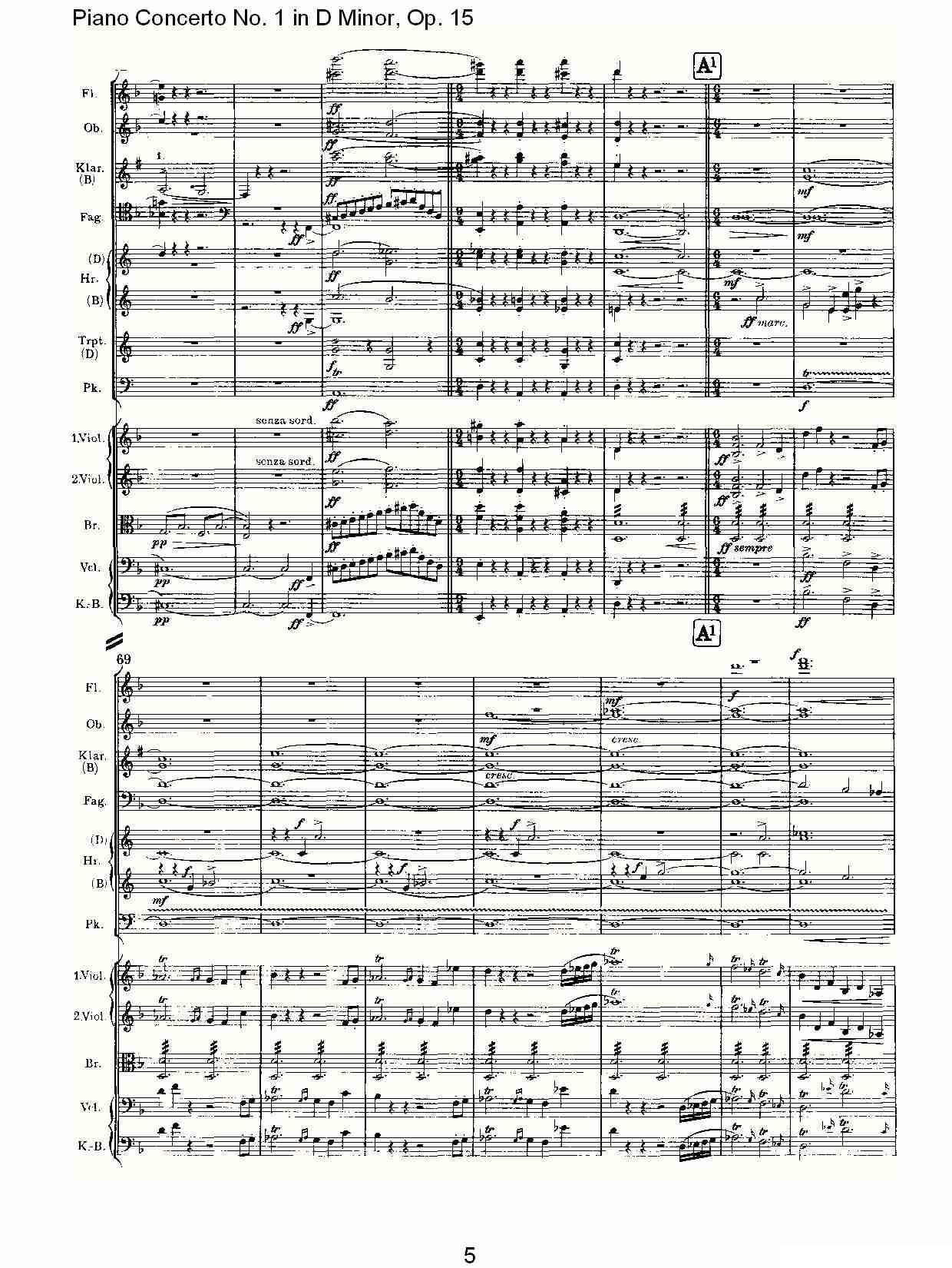 D小调钢琴第一协奏曲, Op.15第一乐章（一）钢琴曲谱（图5）