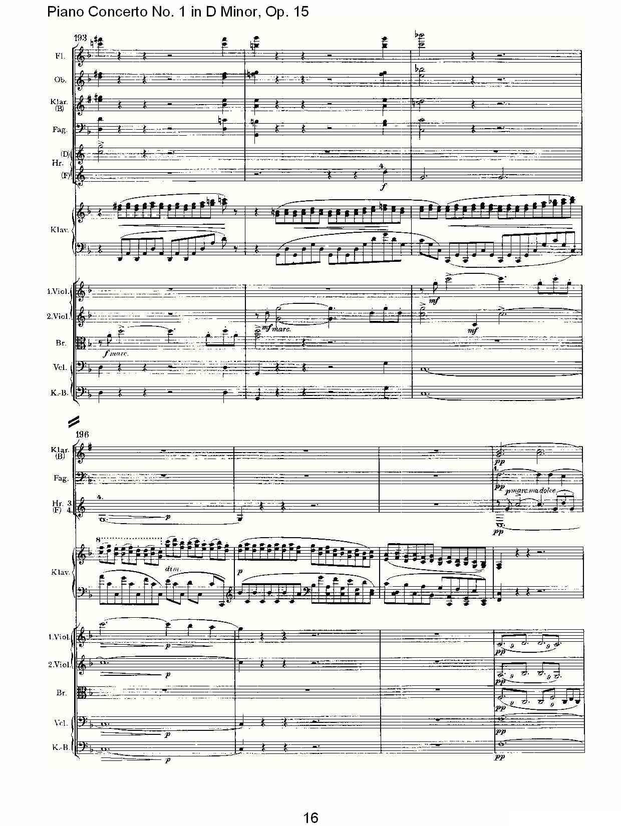 D小调钢琴第一协奏曲, Op.15第一乐章（一）钢琴曲谱（图16）