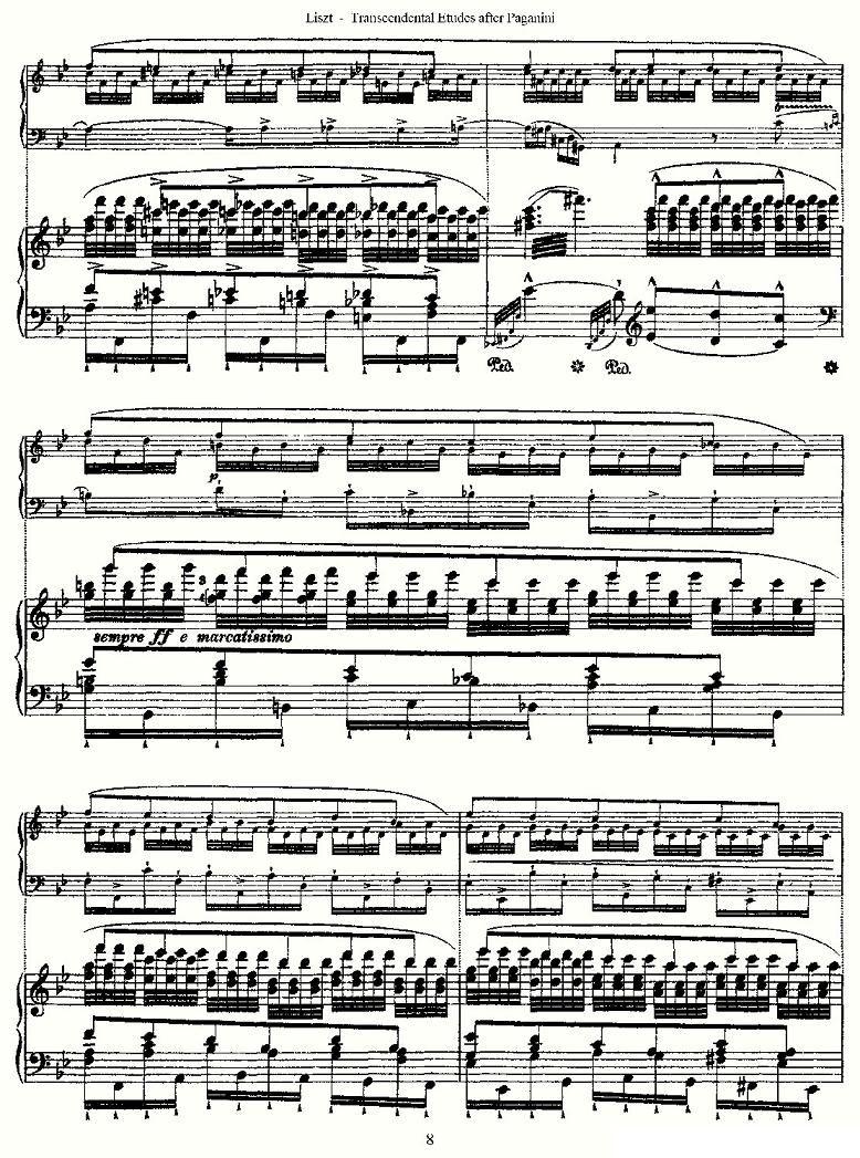 李斯特六首帕格尼尼练习曲之（一）钢琴曲谱（图8）
