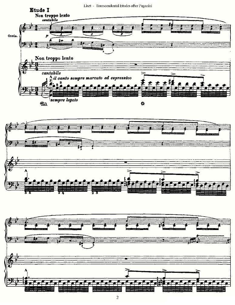 李斯特六首帕格尼尼练习曲之（一）钢琴曲谱（图2）