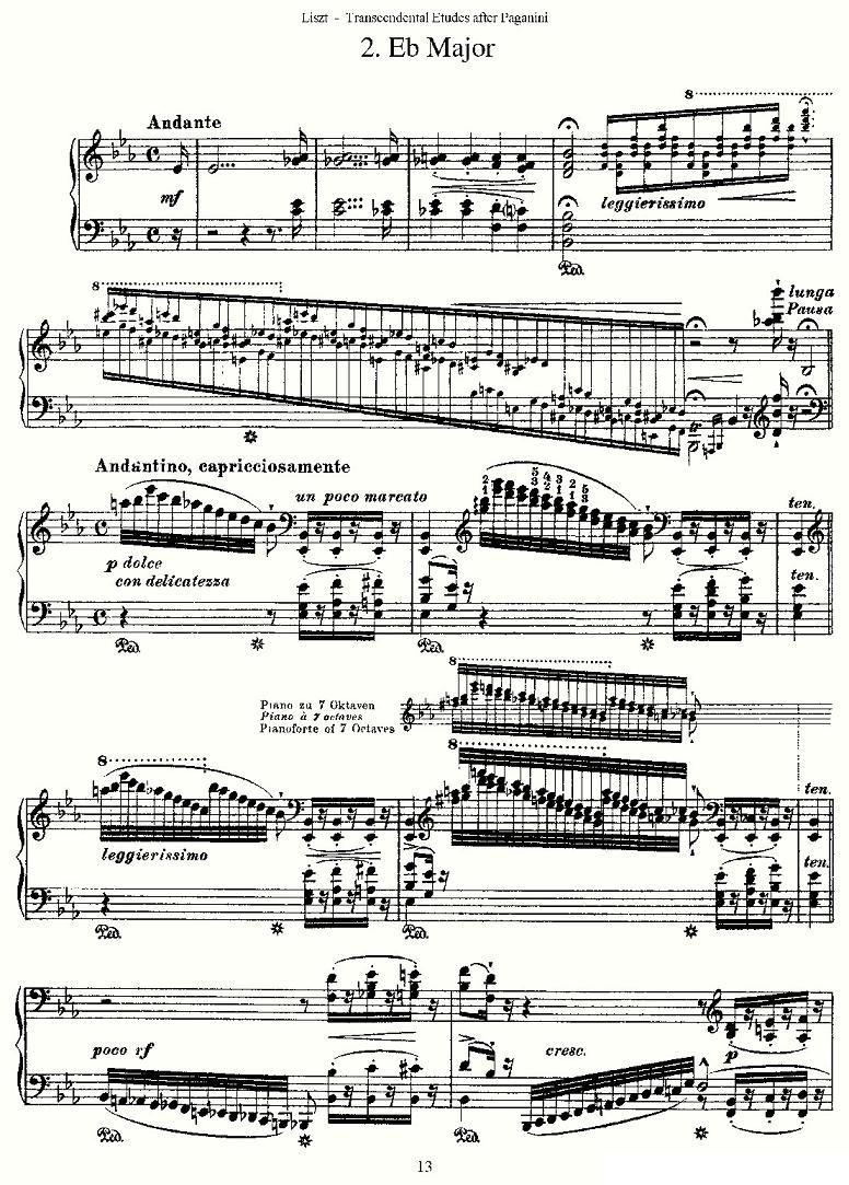 李斯特六首帕格尼尼练习曲之（二）钢琴曲谱（图1）