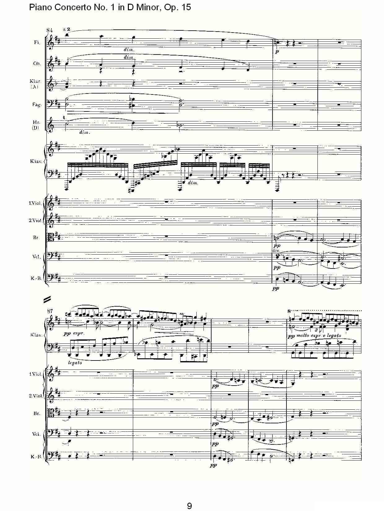 D小调钢琴第一协奏曲, Op.15第二乐章钢琴曲谱（图9）