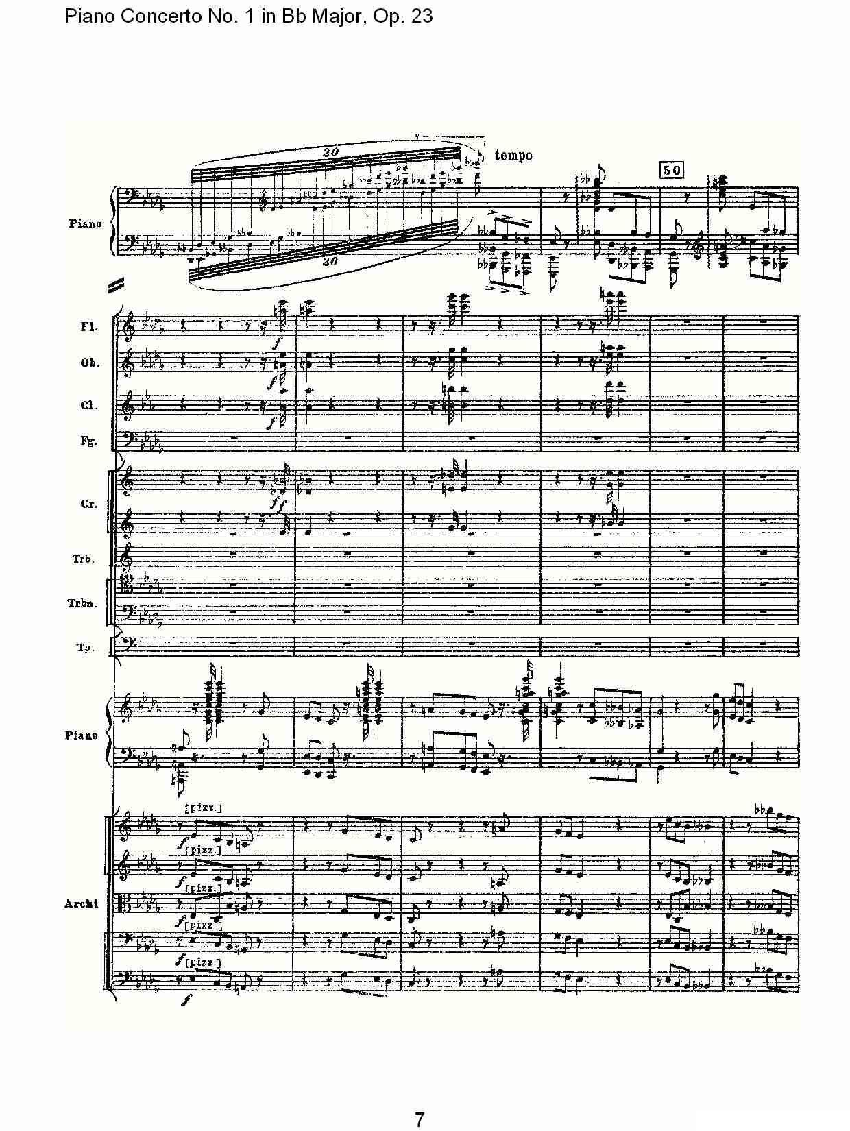 Bb大调第一钢琴协奏曲,Op.23第一乐章第一部（一）钢琴曲谱（图7）