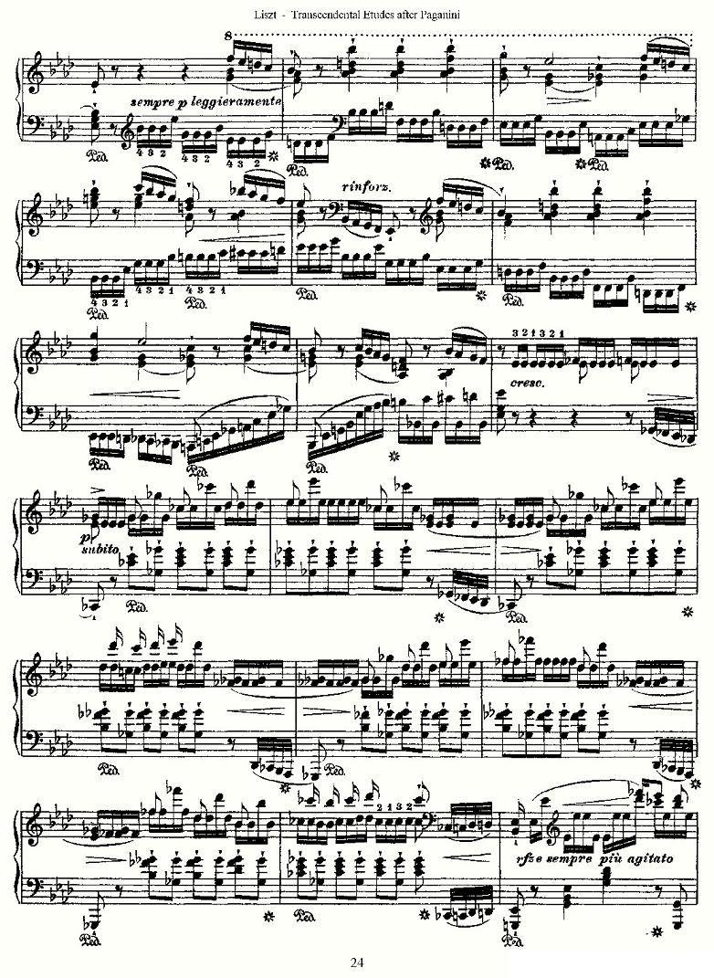 李斯特六首帕格尼尼练习曲之（三）钢琴曲谱（图4）