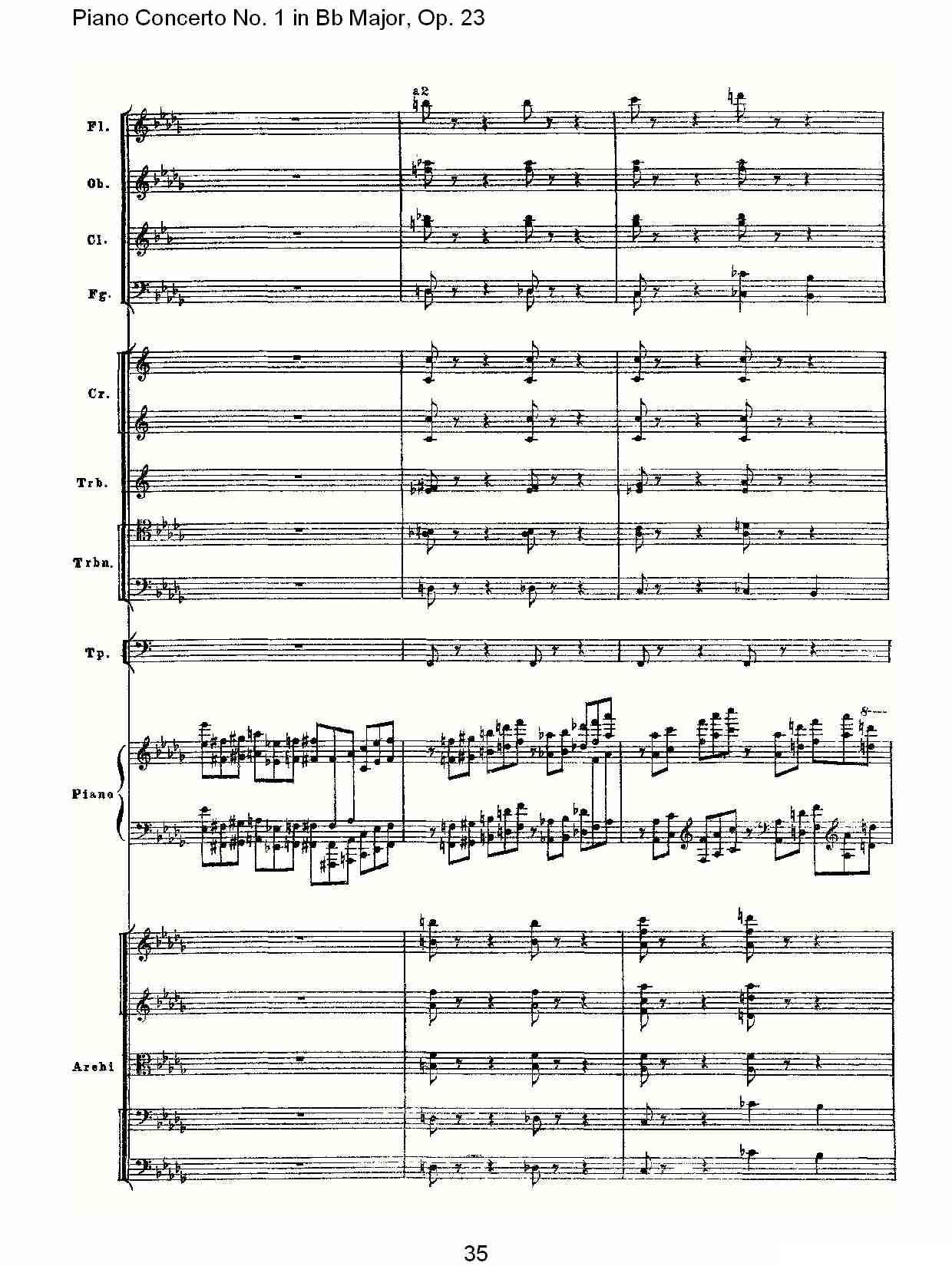 Bb大调第一钢琴协奏曲,Op.23第一乐章第一部（一）钢琴曲谱（图35）
