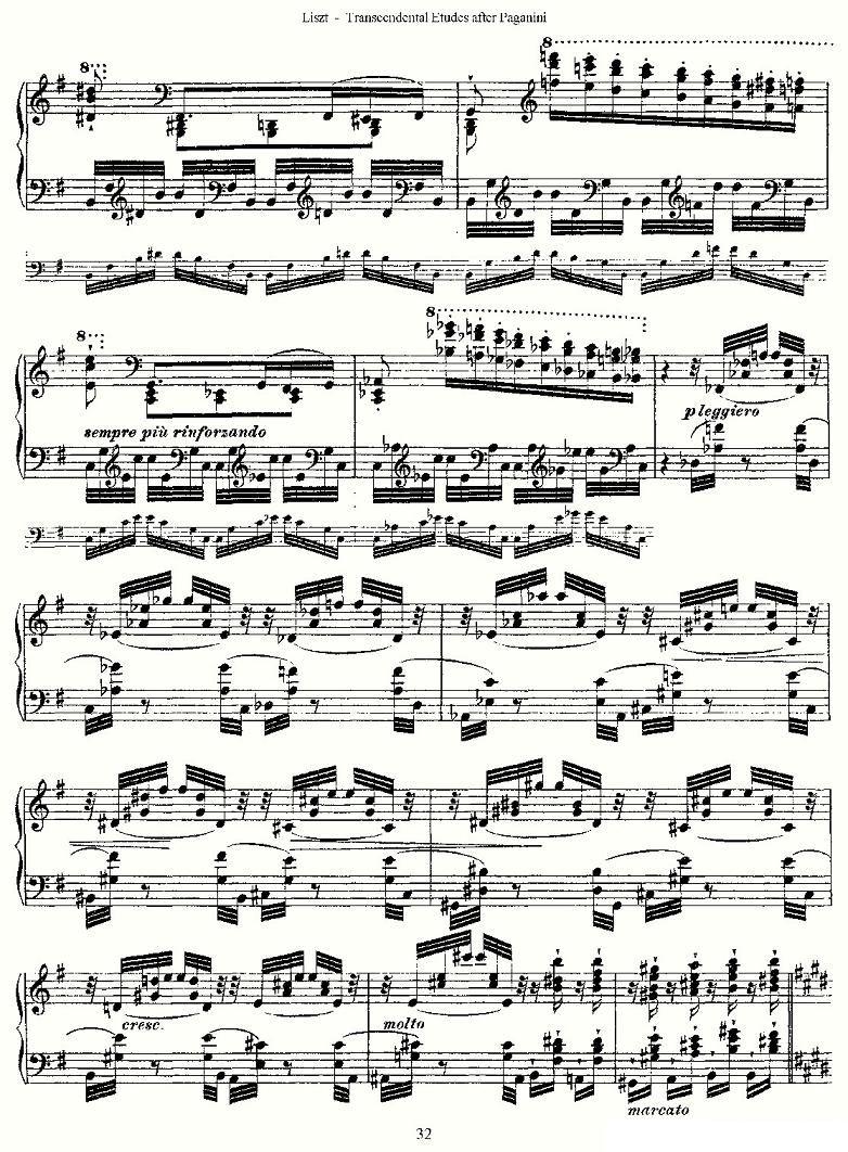 李斯特六首帕格尼尼练习曲之（四）钢琴曲谱（图4）