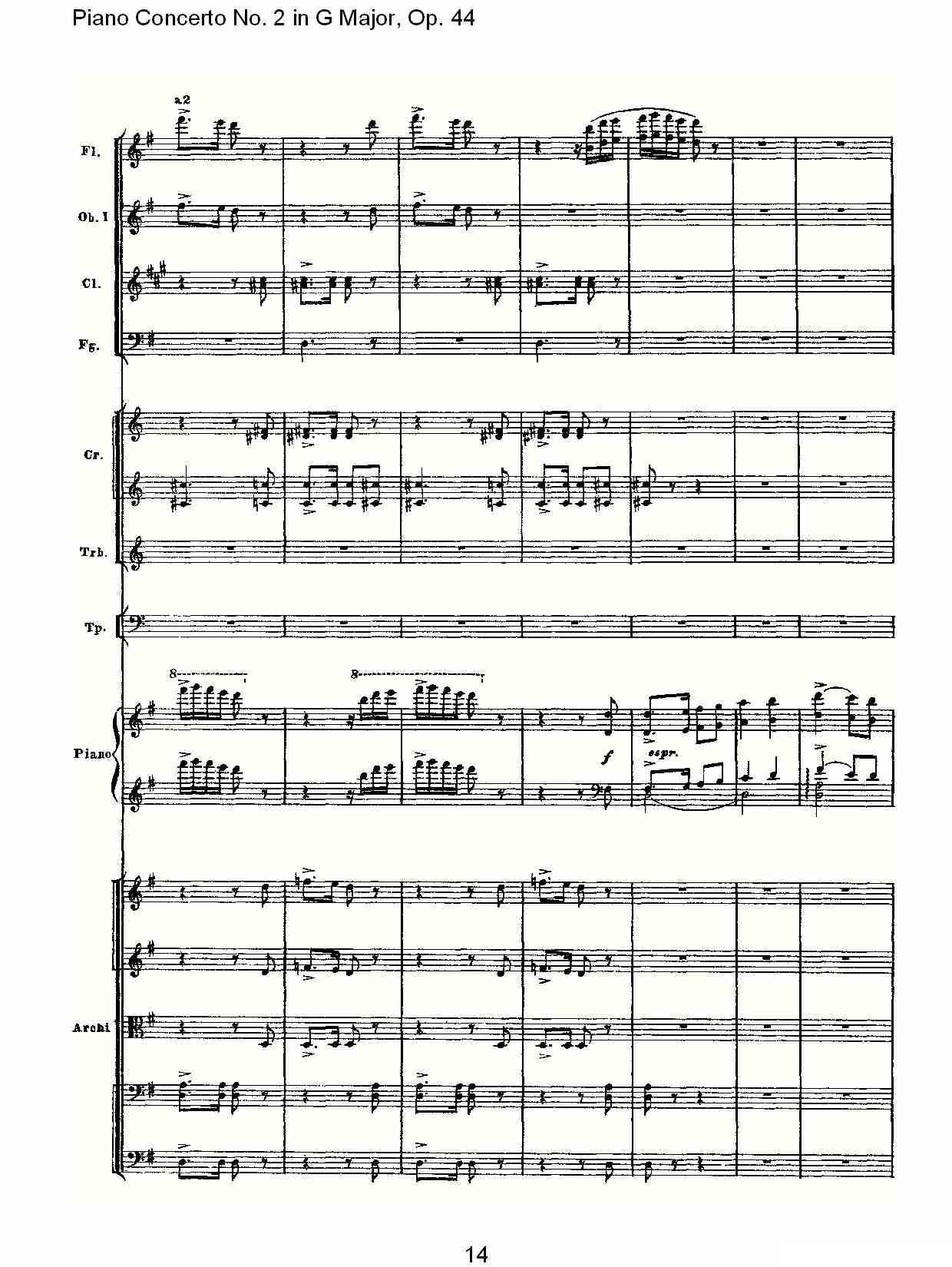 G大调第二钢琴协奏曲, Op.44第三乐章（一）钢琴曲谱（图14）