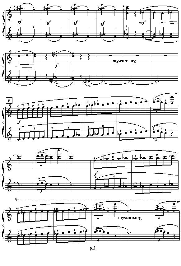 艾金娜与马塞拉涅尼亚双人舞（四手联弹之一）钢琴曲谱（图3）
