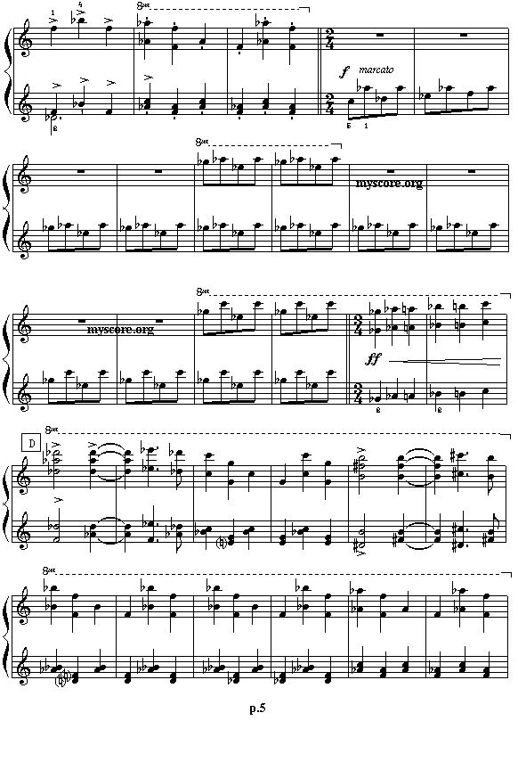 艾金娜与马塞拉涅尼亚双人舞（四手联弹之一）钢琴曲谱（图5）