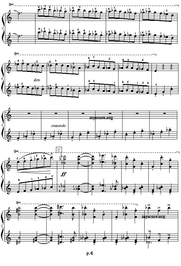 艾金娜与马塞拉涅尼亚双人舞（四手联弹之一）钢琴曲谱（图4）