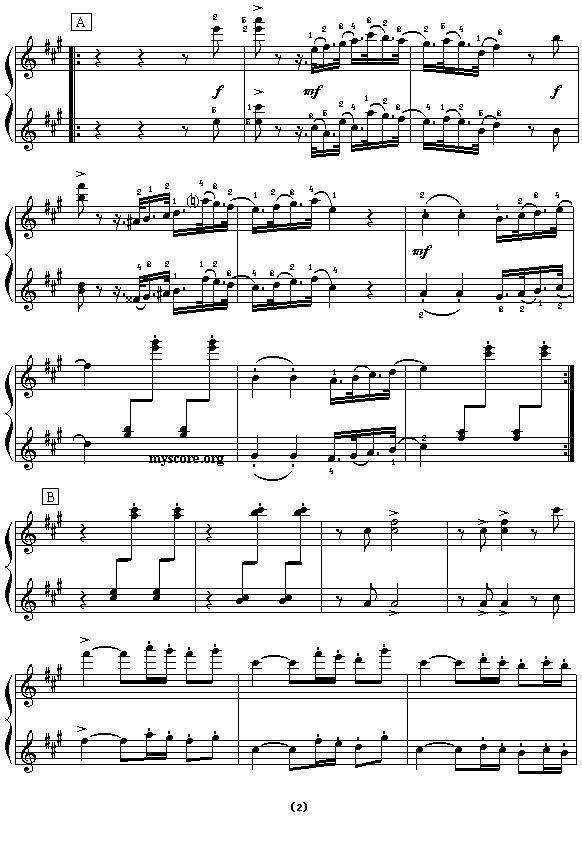 西班牙舞曲（四手联弹之二）钢琴曲谱（图2）