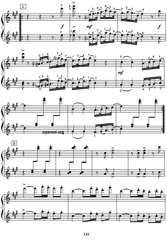 西班牙舞曲（四手联弹之一）钢琴曲谱（图2）