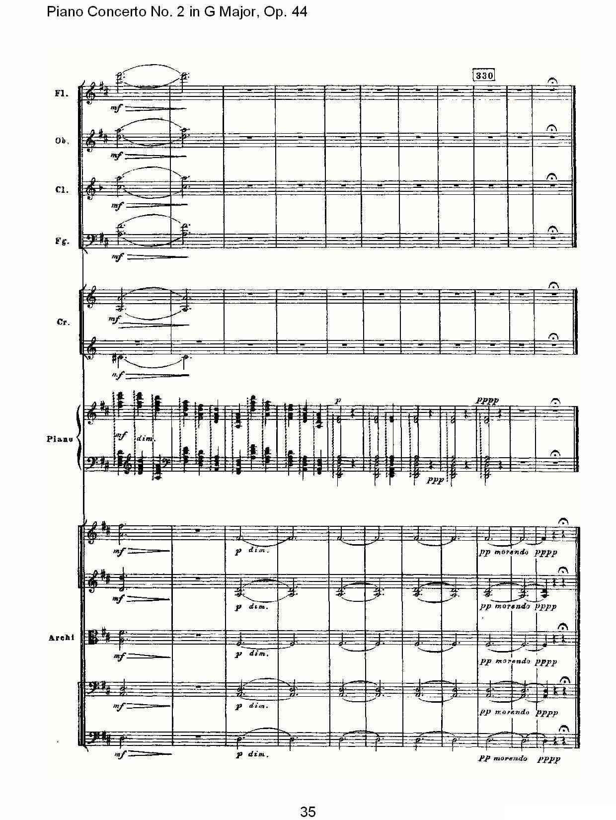 G大调第二钢琴协奏曲, Op.44第二乐章钢琴曲谱（图35）