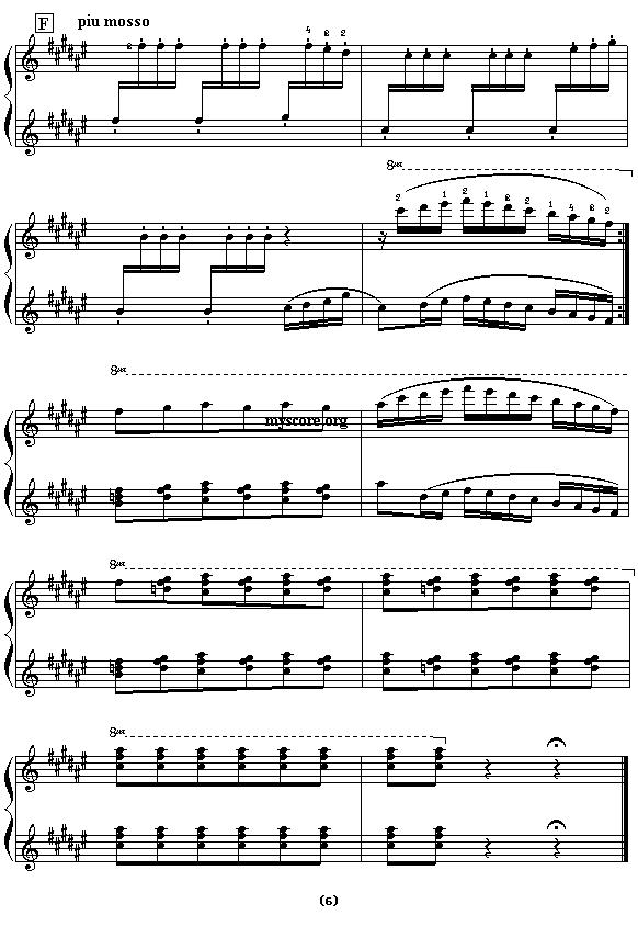西班牙舞曲（四手联弹之一）钢琴曲谱（图6）