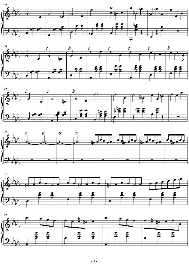 降D大调华丽圆舞曲（小狗圆舞曲）钢琴曲谱（图3）