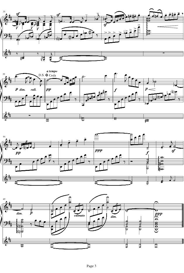 沉思（钢琴+弦乐）钢琴曲谱（图3）