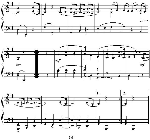 G大调小步舞曲（四手联弹之二）钢琴曲谱（图3）