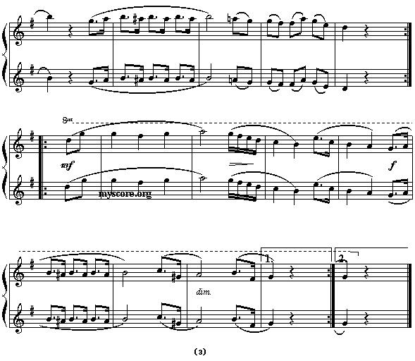 G大调小步舞曲（四手联弹之一）钢琴曲谱（图3）
