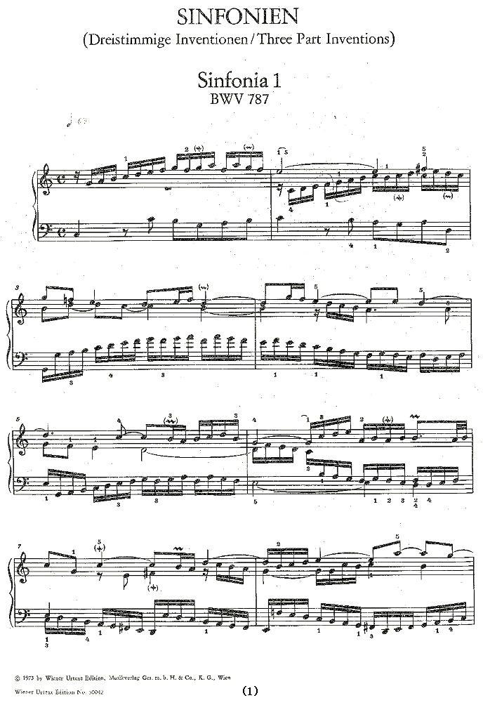 Sinfonia 1 BWV-787钢琴曲谱（图1）