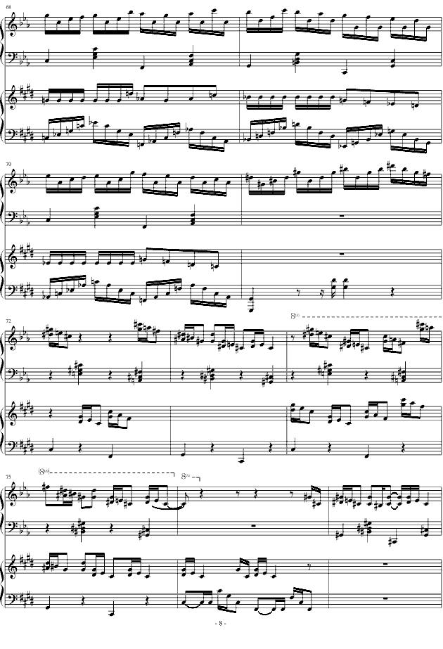 Croatian Rhapsody（克罗地亚、四手联弹）钢琴曲谱（图8）