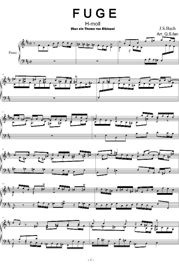 Fuge h-moll钢琴曲谱（图1）
