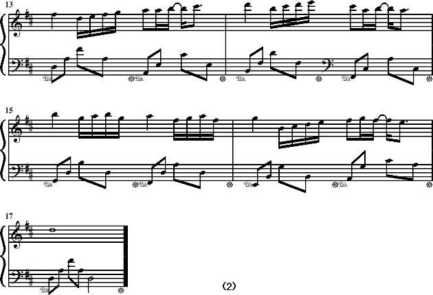 D大调短曲钢琴曲谱（图2）