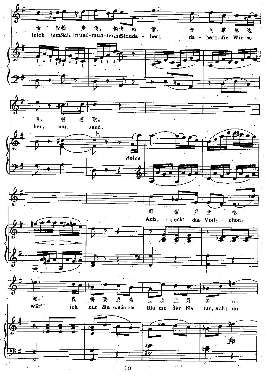 [奥]紫罗兰（中外文对照、正谱）钢琴曲谱（图2）