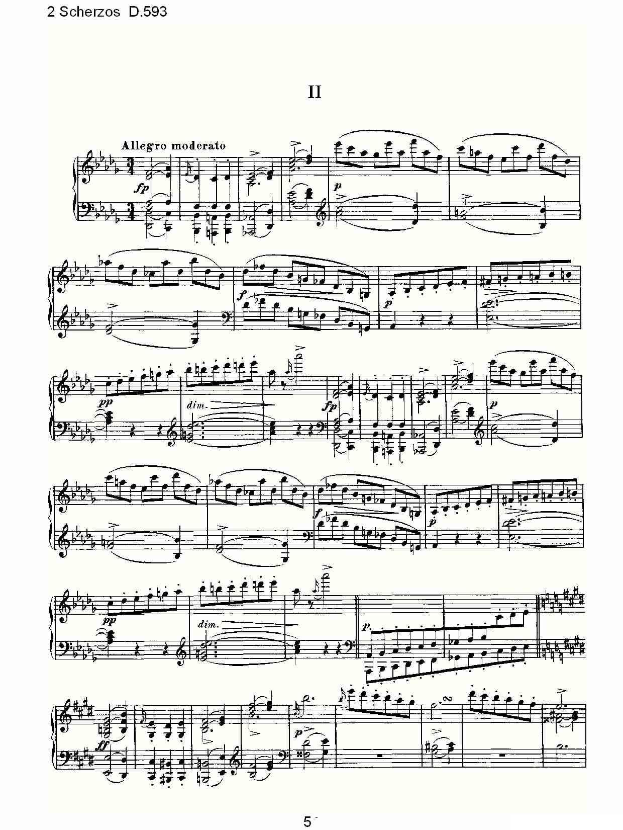 2 Scherzos D.593（谐谑曲二 D.593）钢琴曲谱（图5）