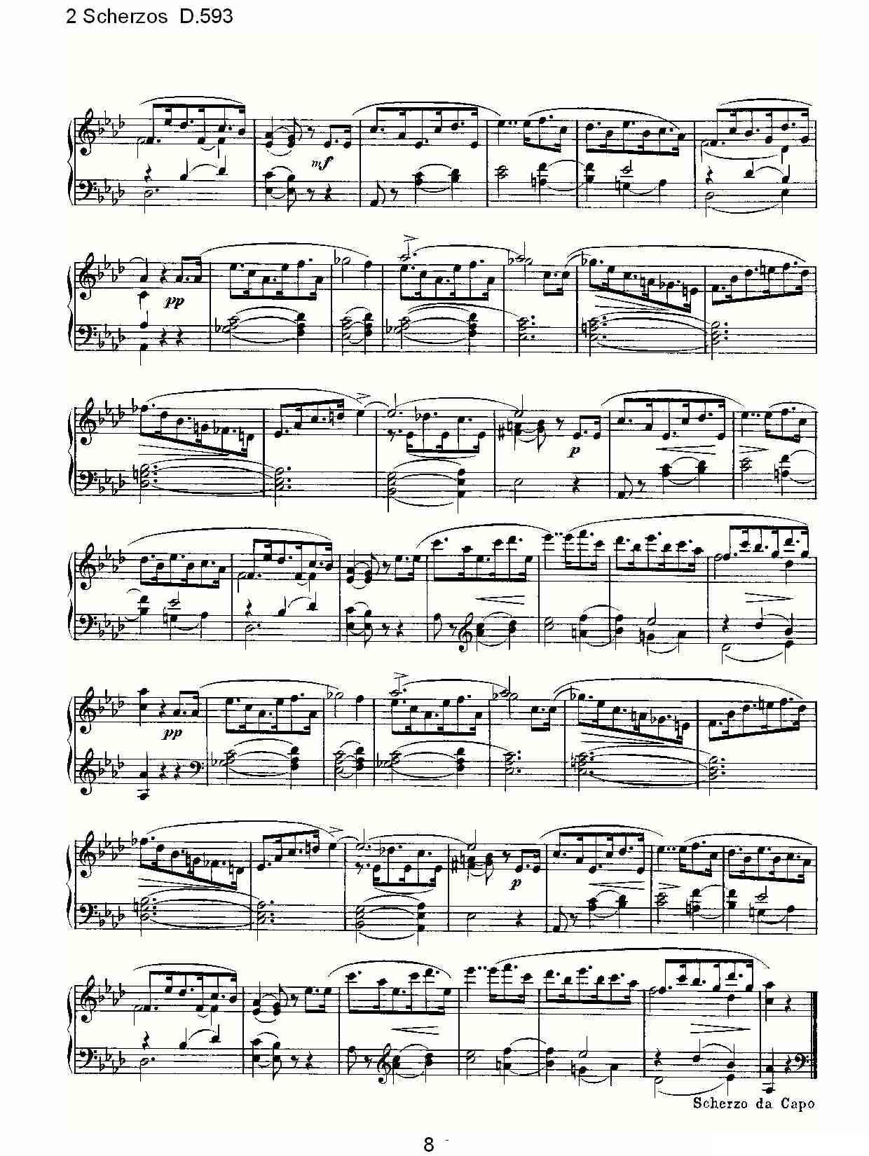 2 Scherzos D.593（谐谑曲二 D.593）钢琴曲谱（图8）