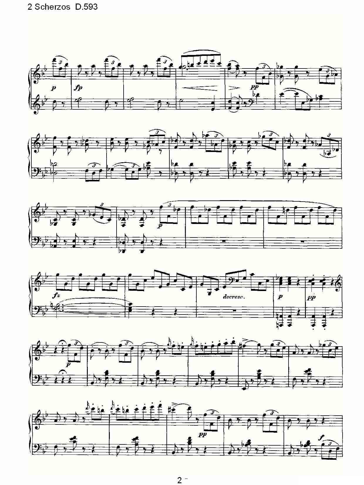 2 Scherzos D.593（谐谑曲二 D.593）钢琴曲谱（图2）