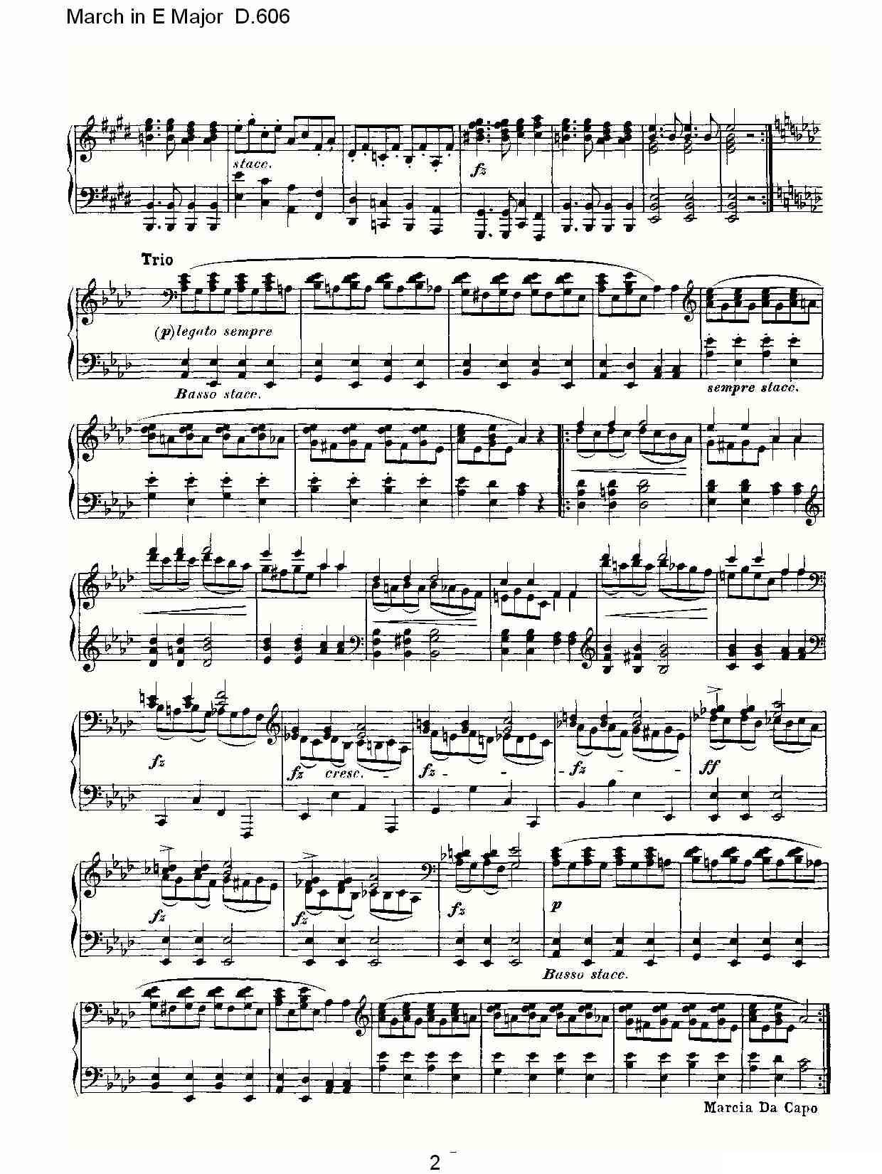 March in E Major D.606（E大调进行曲 D.606）钢琴曲谱（图2）