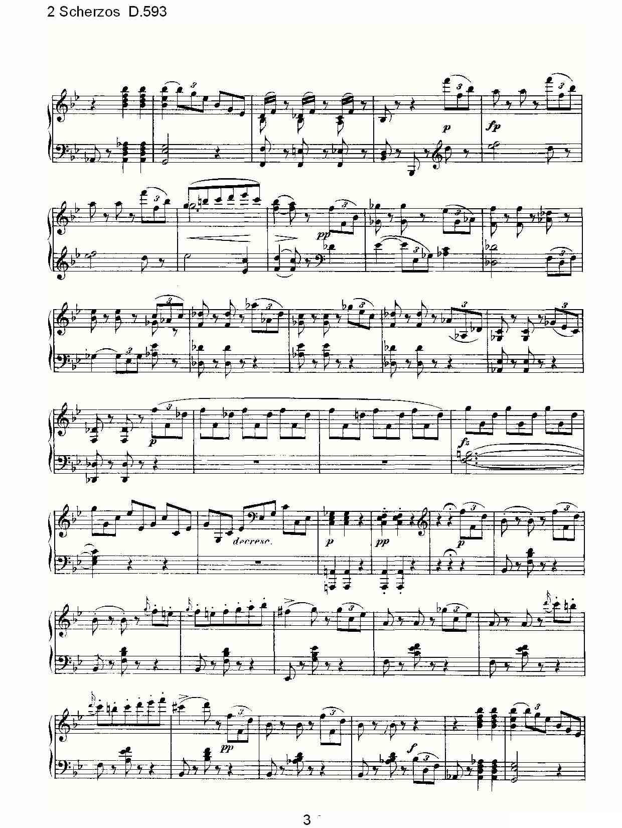 2 Scherzos D.593（谐谑曲二 D.593）钢琴曲谱（图3）