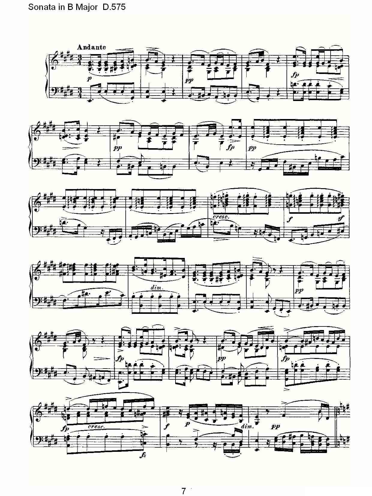 Sonata in B Major D.575（B大调奏鸣曲 D.575）钢琴曲谱（图7）