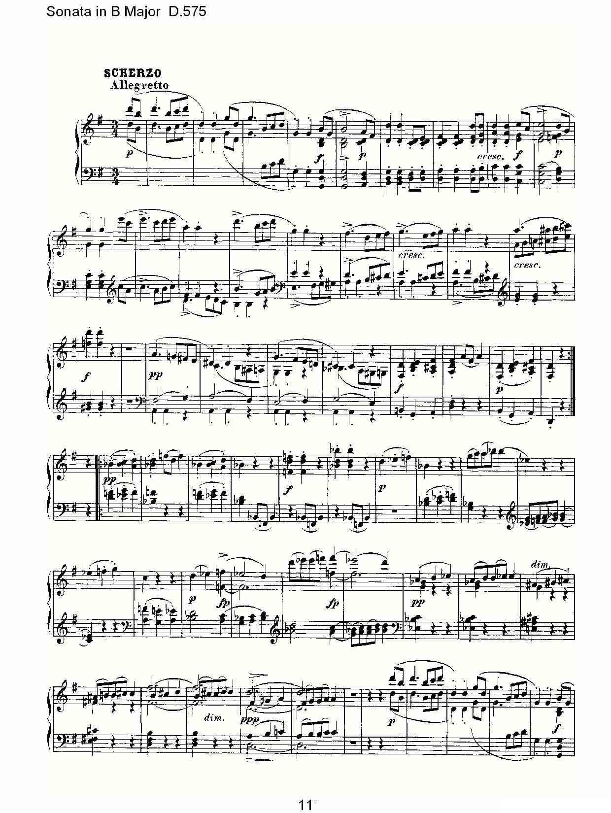 Sonata in B Major D.575（B大调奏鸣曲 D.575）钢琴曲谱（图11）