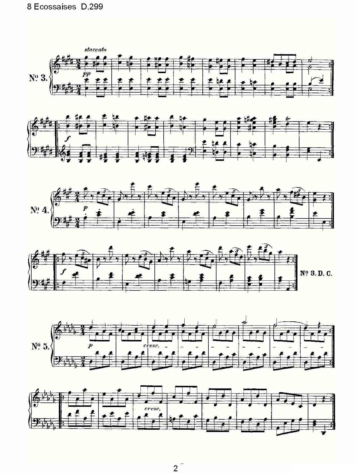 8 Ecossaises D.299钢琴曲谱（图2）