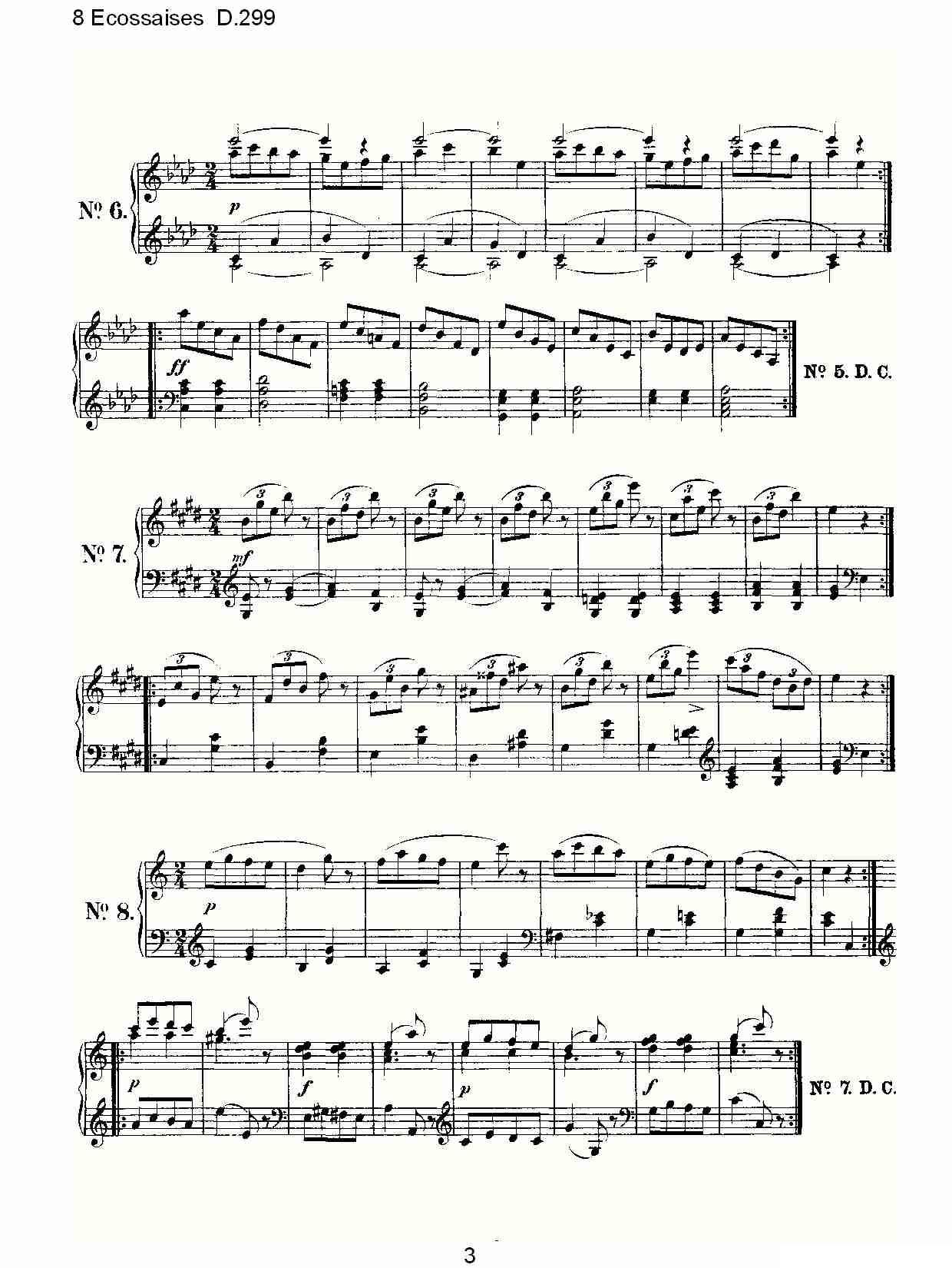 8 Ecossaises D.299钢琴曲谱（图3）