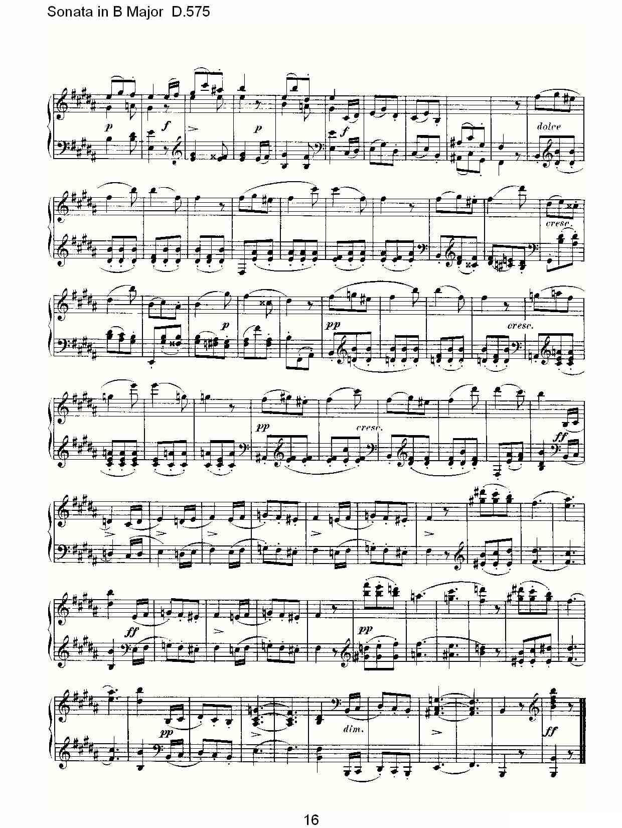 Sonata in B Major D.575（B大调奏鸣曲 D.575）钢琴曲谱（图16）