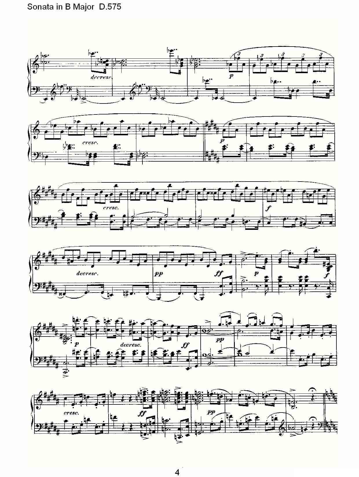 Sonata in B Major D.575（B大调奏鸣曲 D.575）钢琴曲谱（图4）