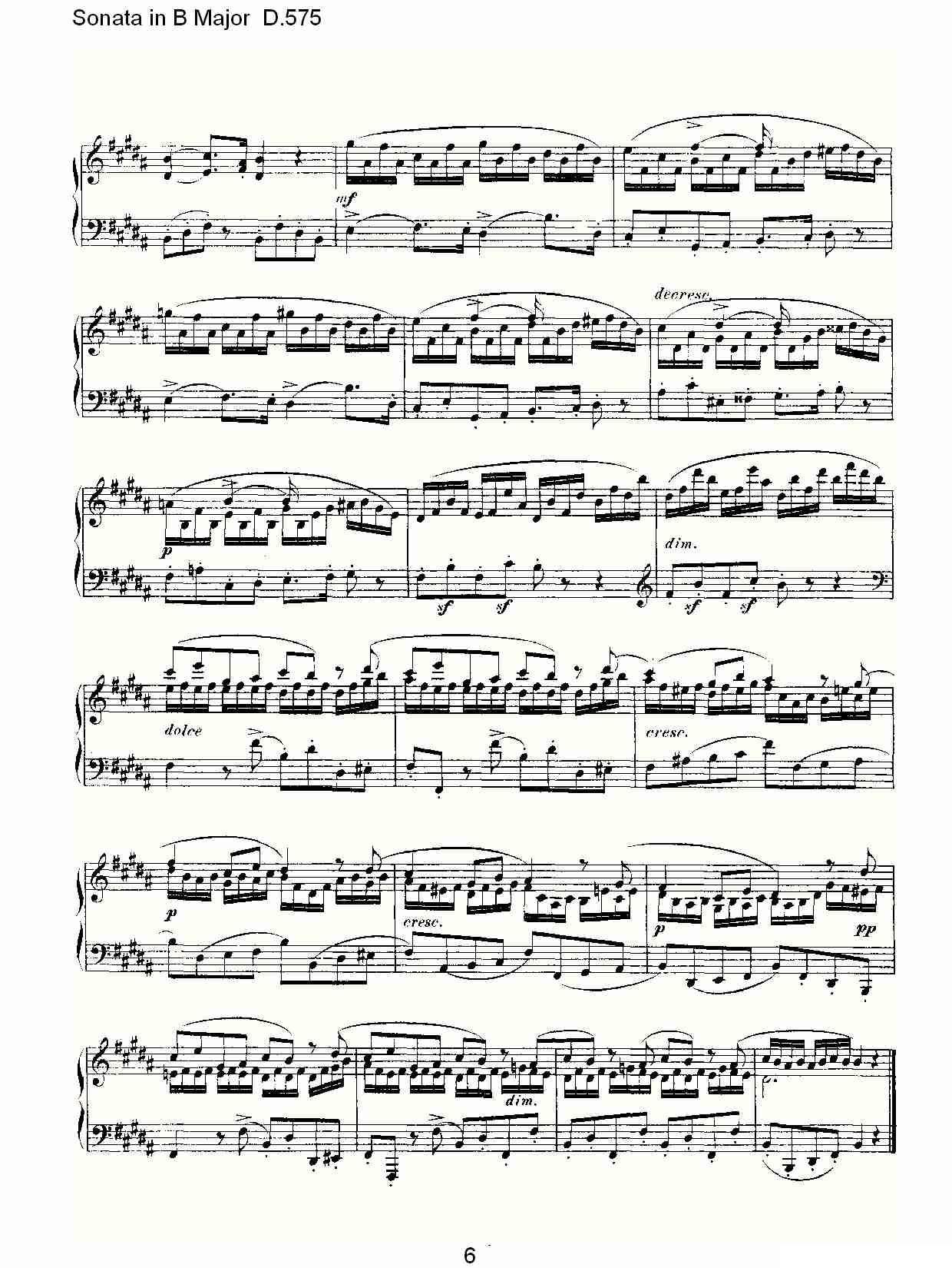 Sonata in B Major D.575（B大调奏鸣曲 D.575）钢琴曲谱（图6）