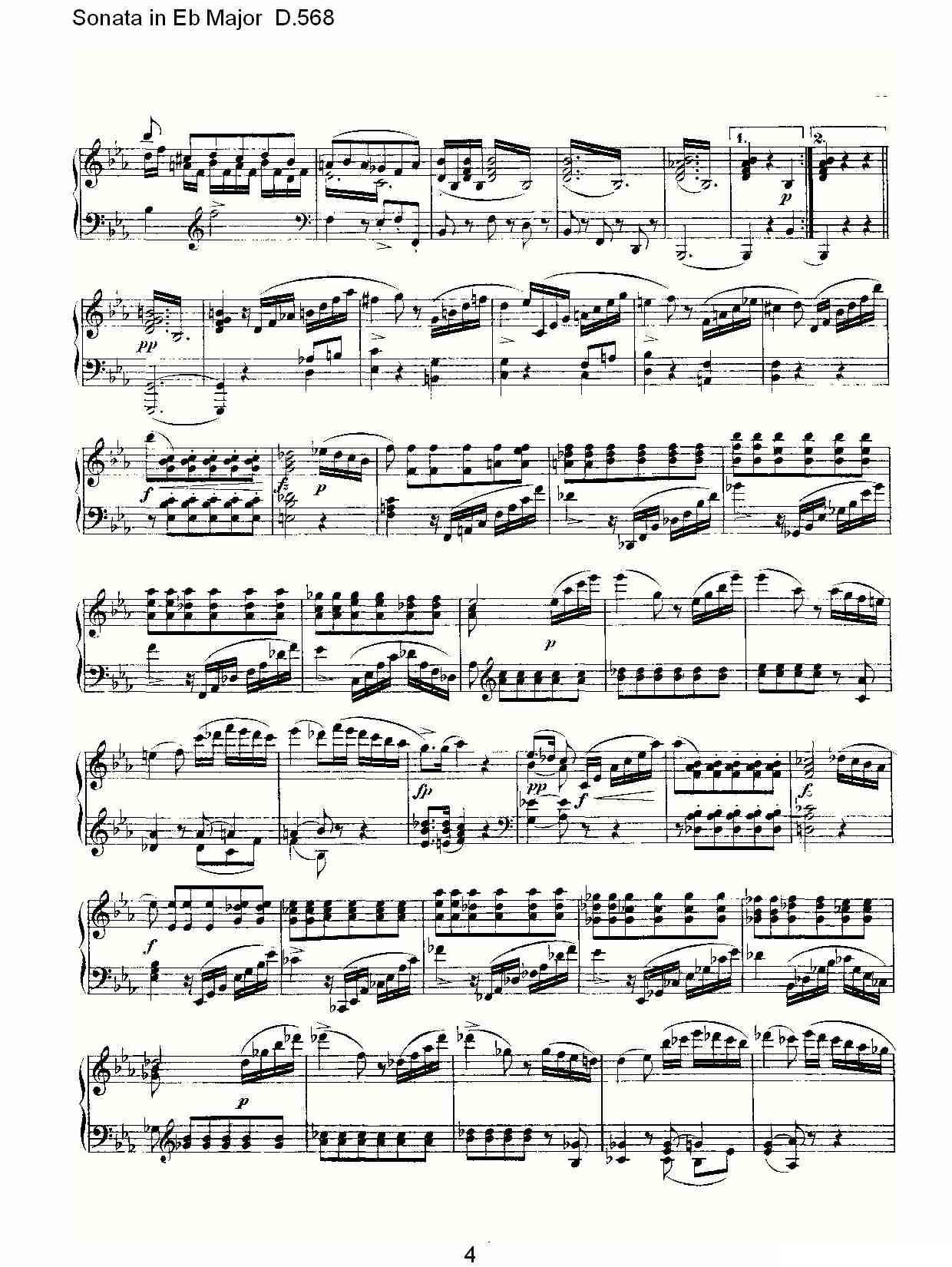 Sonata in Eb Major D.568（Eb大调奏鸣曲 D.568）钢琴曲谱（图4）