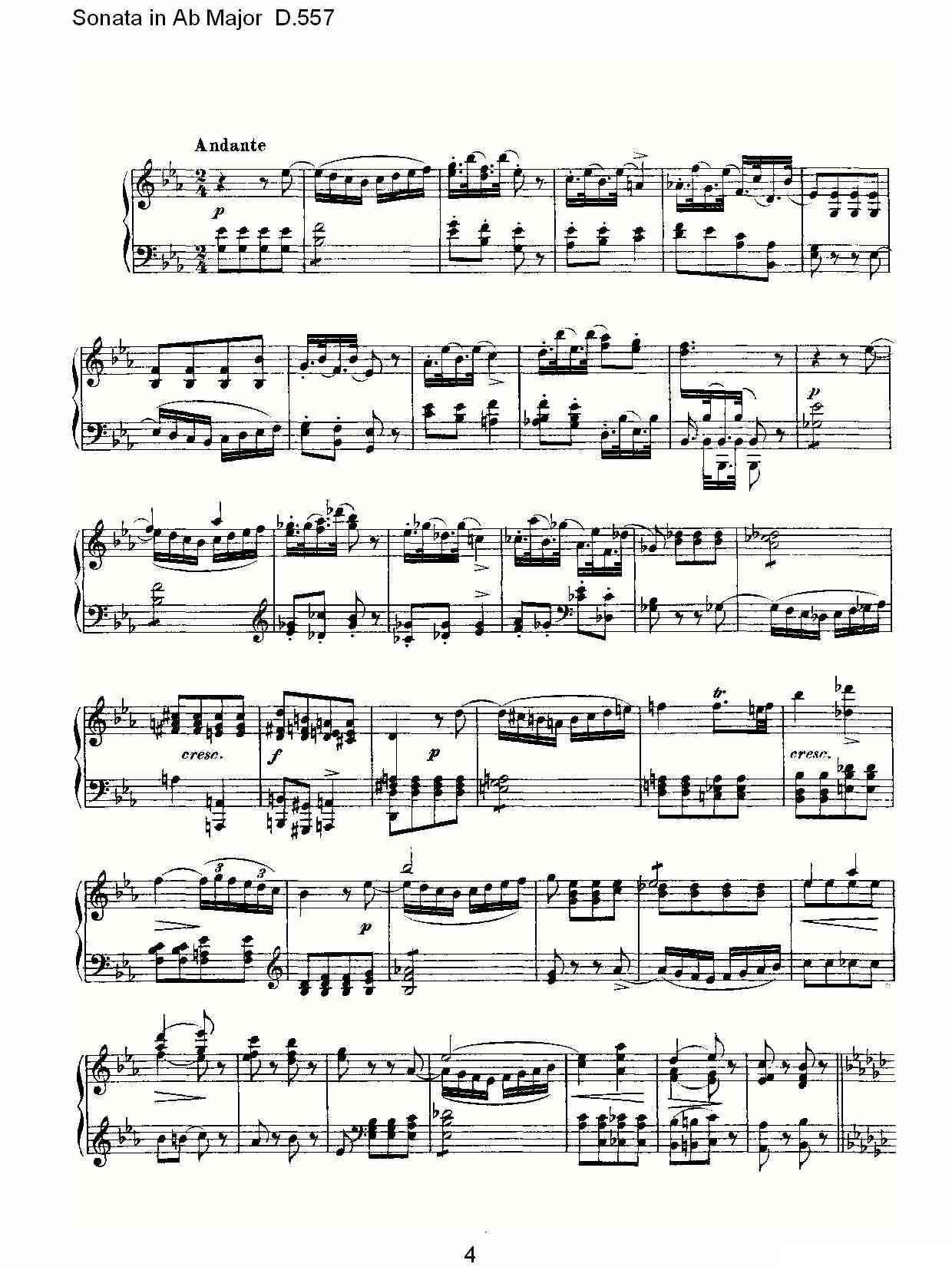 Sonata in Ab Major D.557（Ab大调奏鸣曲 D.557）钢琴曲谱（图4）