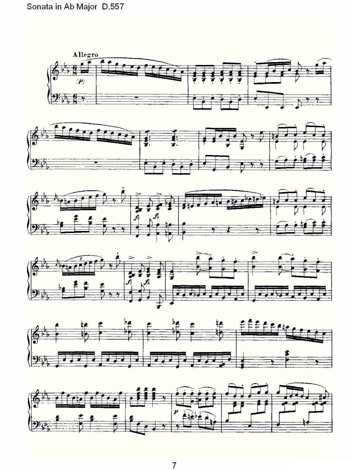 Sonata in Ab Major D.557（Ab大调奏鸣曲 D.557）钢琴曲谱（图7）
