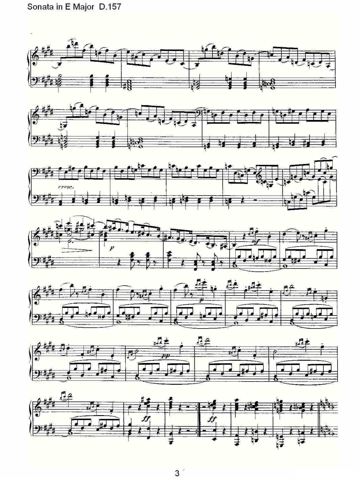 Sonata in E Major D.157（E大调奏鸣曲 D.157）钢琴曲谱（图3）