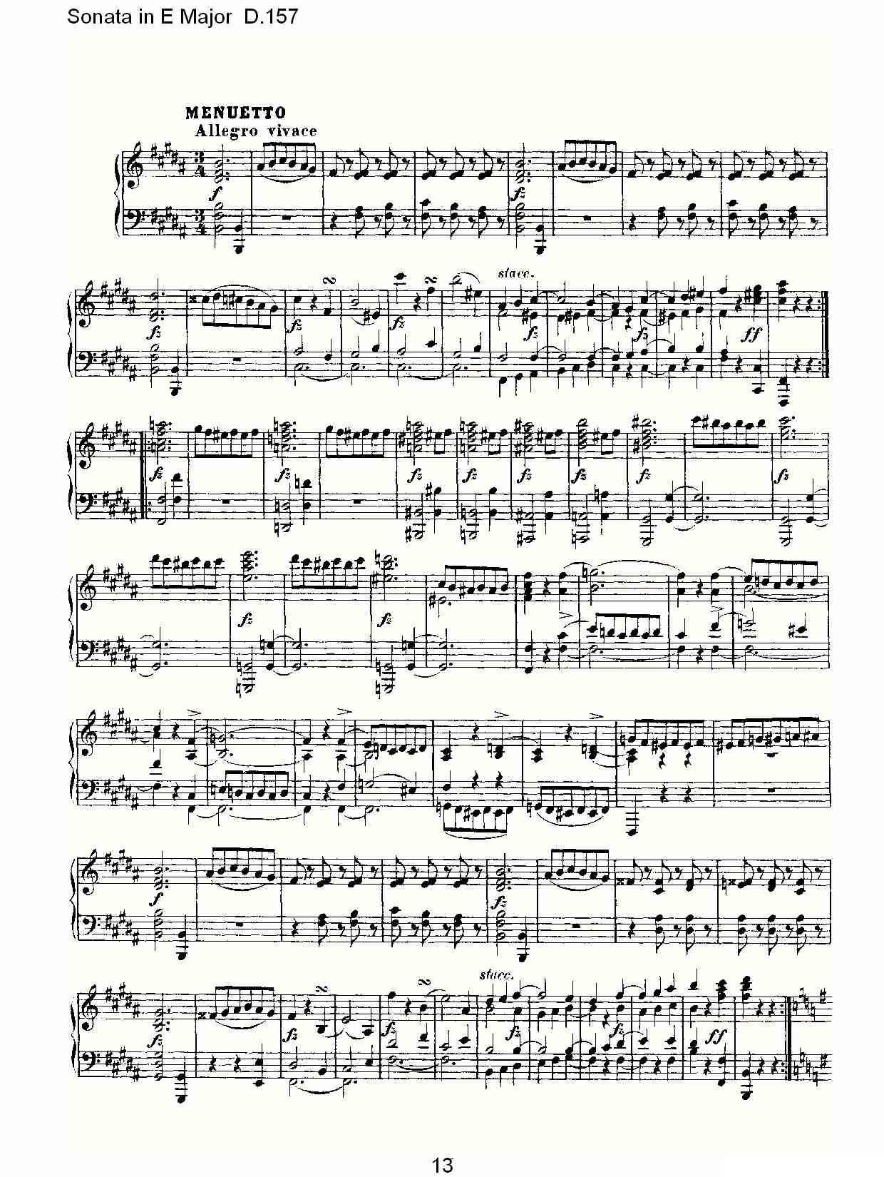 Sonata in E Major D.157（E大调奏鸣曲 D.157）钢琴曲谱（图13）