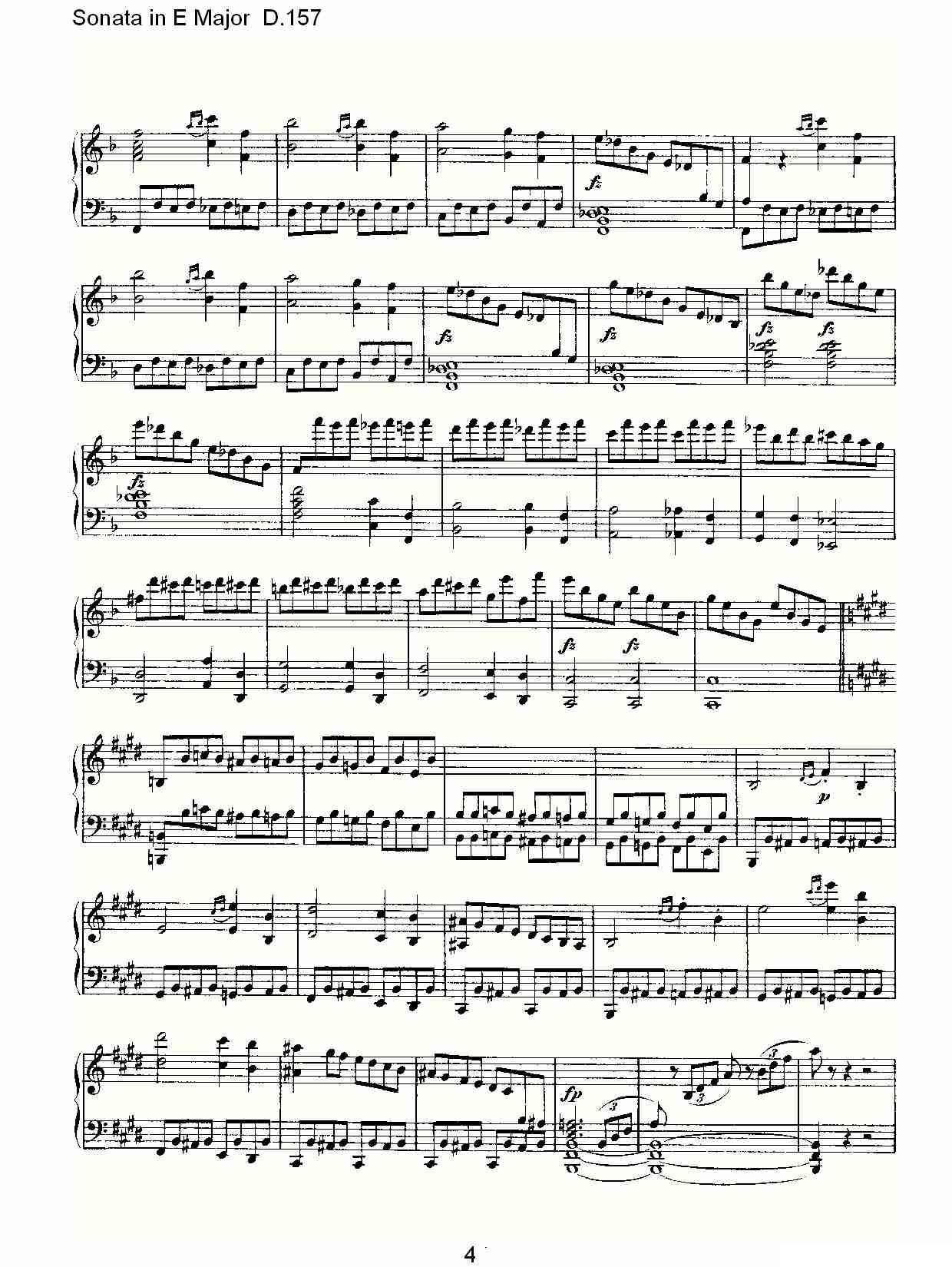 Sonata in E Major D.157（E大调奏鸣曲 D.157）钢琴曲谱（图4）