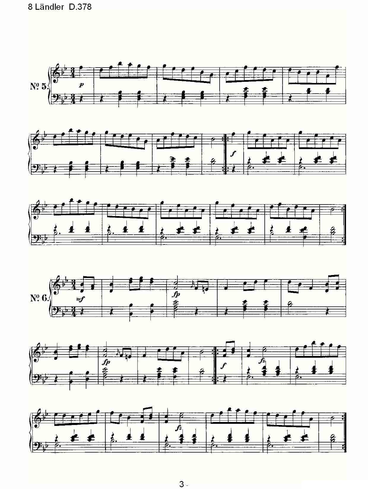 8 L?ndler D.378钢琴曲谱（图3）