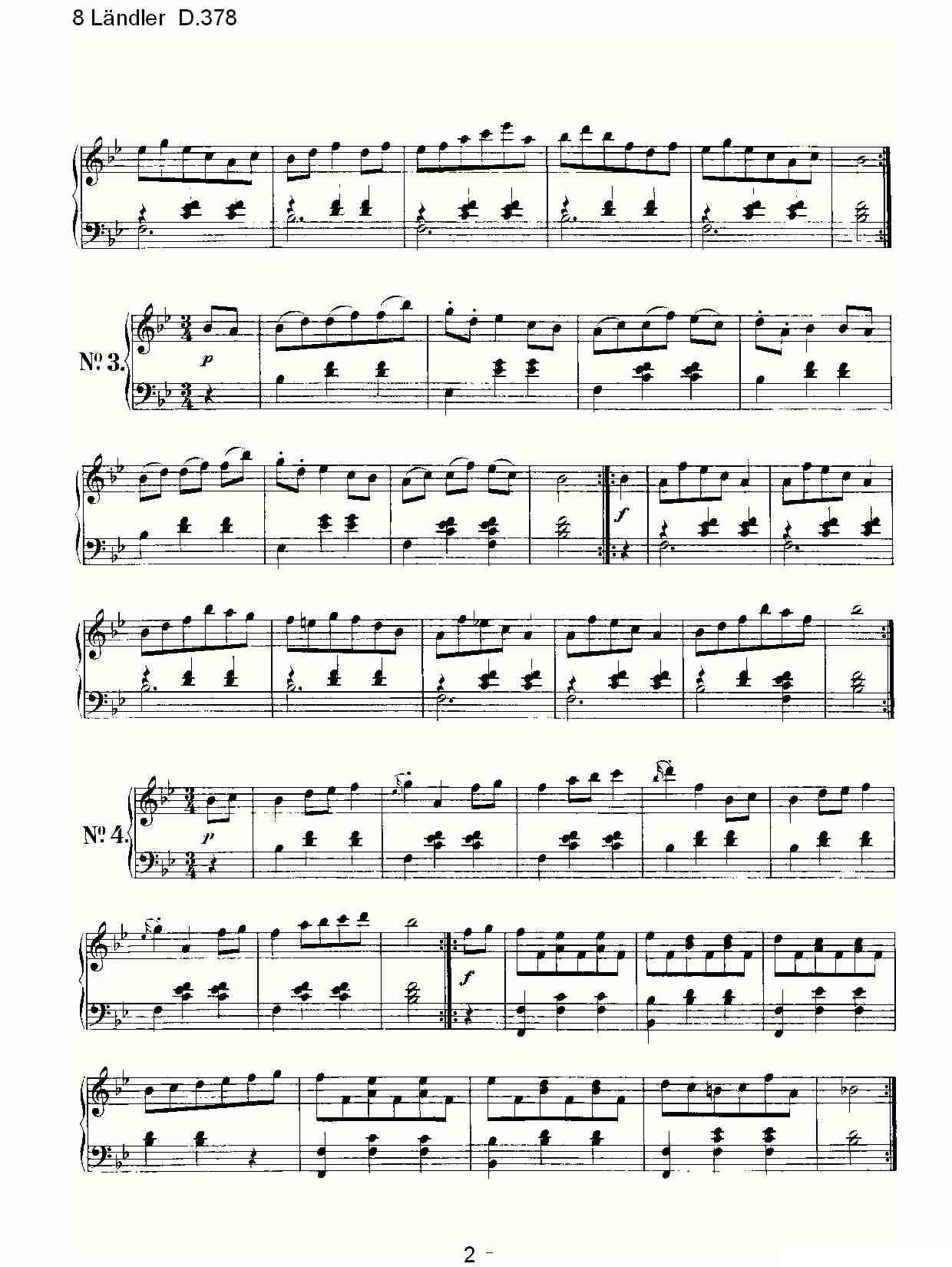 8 L?ndler D.378钢琴曲谱（图2）