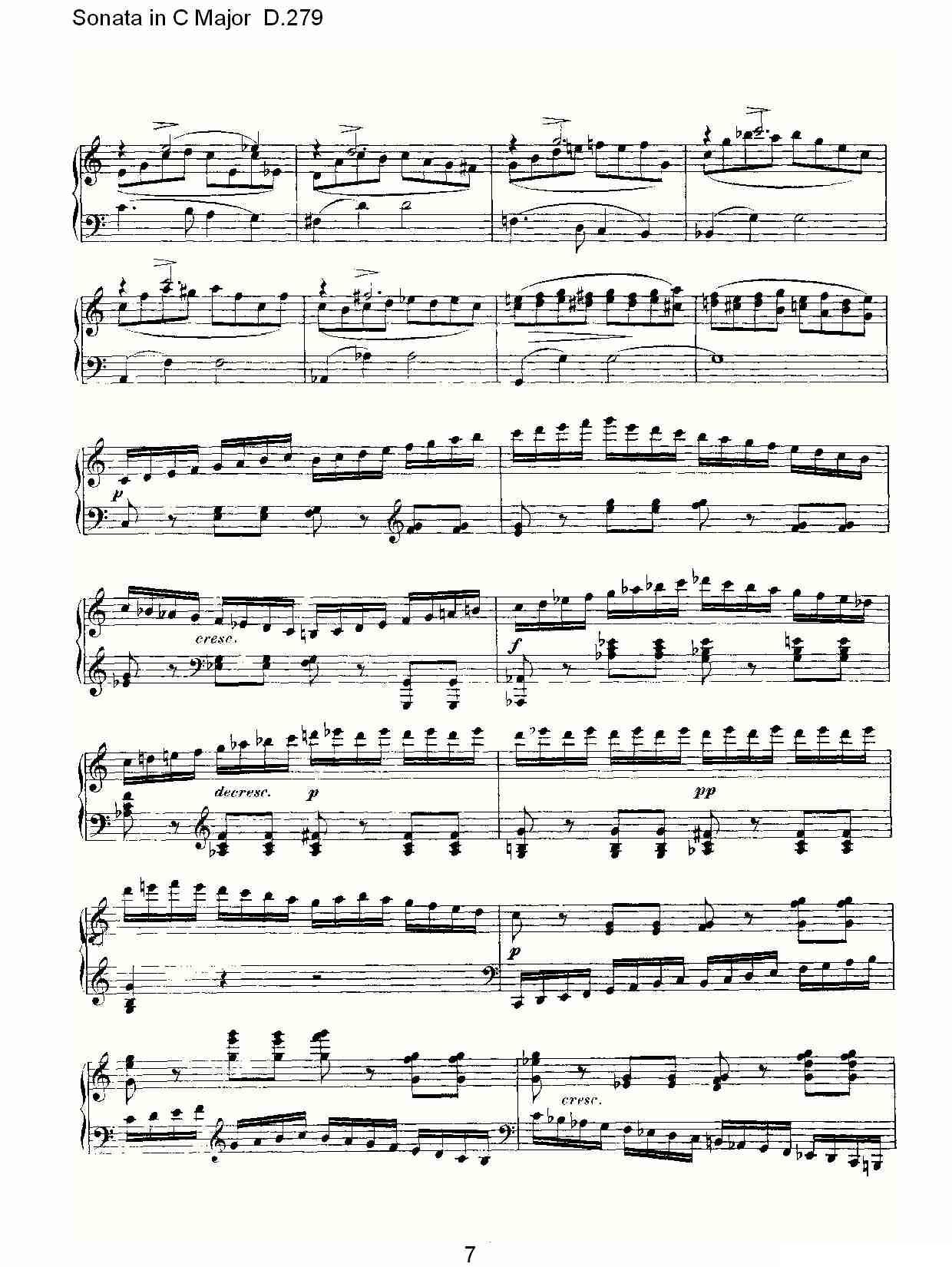 Sonata in C Major D.279（C大调奏鸣曲 D.279）钢琴曲谱（图7）